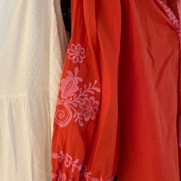 NEW Orange and Pink Embroidered Boho Top - Picture 4 of 6